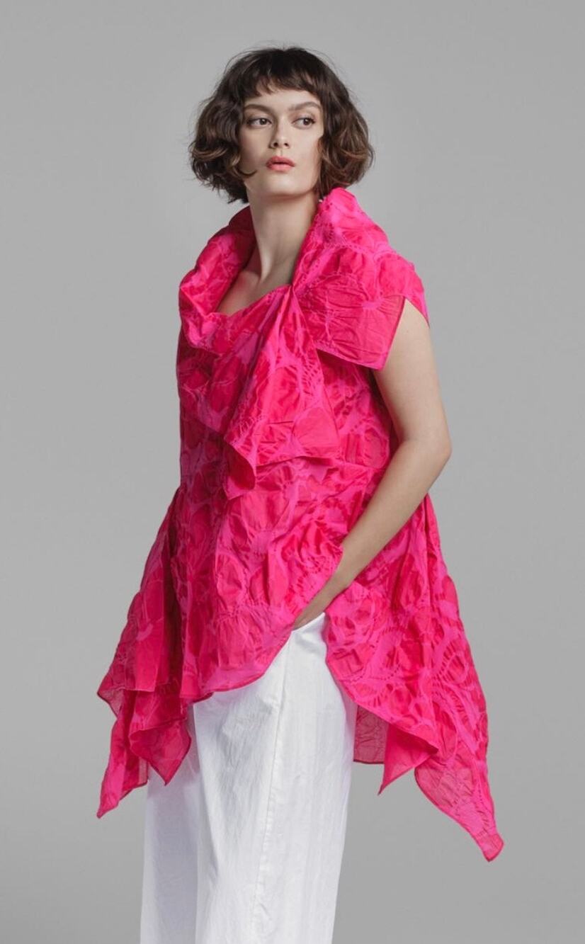 IGOR Dobranic Stravinsky Tunic Pink Cotton Asymmetric Lagenlook Art to Wear S